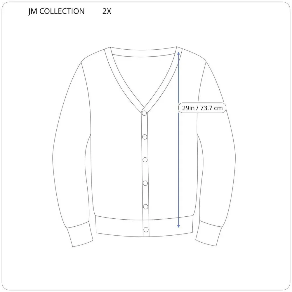 JM Collection 2X Blue Metallic Cardigan Sweater Knit Large Button Blouse BLU117